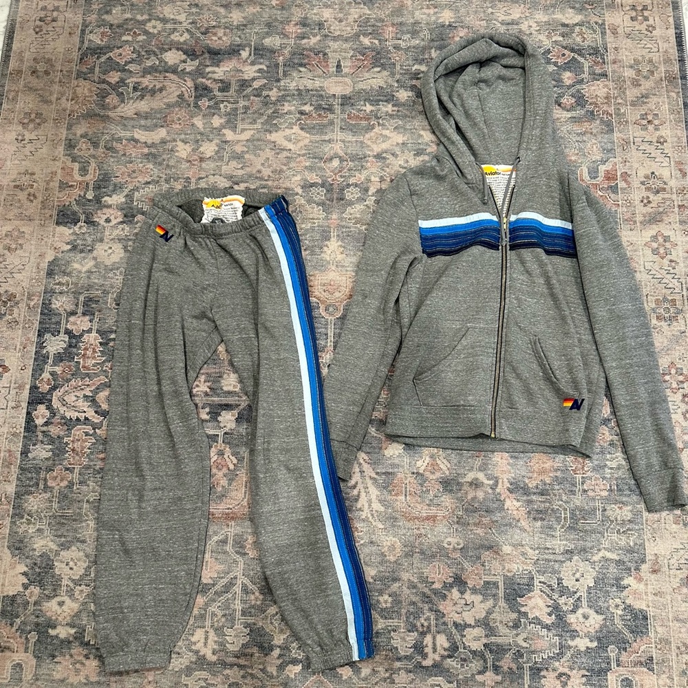 Aviator Nation Grey Five Stripe Sweatsuit